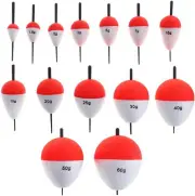 14pcs Fishing Bobbers Hard Foam Snap-on Floats Fishing Floats, Red & White Float