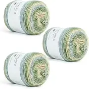 [Aeelike] Gradient Yarn for Crocheting, 3 Skeins Cake Yarn 100g (3.52 oz) 245m (267 Yards), Super Soft Ombré Yarns Cake Gradient Cake Yarn for Making Colorful Crafts, Green Gradient