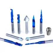 FoxAlien 1/4" Shank 3D Carving Router Bits Set, Includes 1/4" ER11 Collet, V-Gro