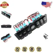 6 Gang Toggle Rocker Switch Panel with Colorful LED Voltmeter for RV and Marine