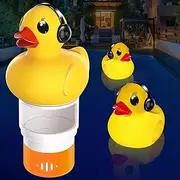 Chsuiwe Pool Chlorine Floater with Light,Duck Chlorines Floaters with Adjustable Flow,Solar Chlorine Floater w/Large Capacity,Floating chlorines Dispenser for Pool,Hot Tub chlorines Floaters, Orange