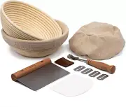 Proofing Set, Sourdough Bread, 2 Rattan 9 Inch Banneton Baskets, 2 Basket Covers