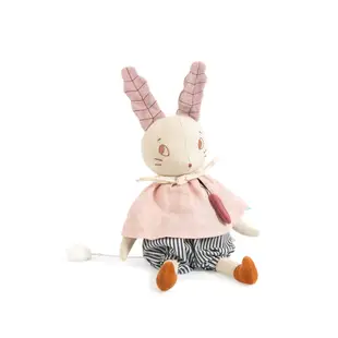 法國 Moulin Roty 雨後系列音樂玩偶粉紅小兔子 H36cm