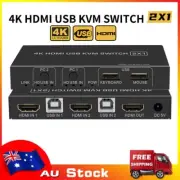 2 Port HDMI KVM Switch Box 4K 60Hz USB KVM Switcher 2X1 HDR HDCP 2.2 EDID