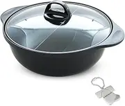 J-Kitchens Pot with Divider, for Approx. 3-4 People, 10.2 inches (26 cm), Induction Compatible, Fluorine Resin Processing, Made in Japan, Original T-Shirt, Can Opener Included