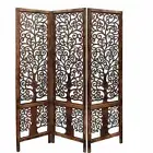 ANTIQUE HANDCRAFT INDIAN FURNITURE WOODEN PARTITION SCREEN ROOM DIVIDER 3 PANELS