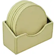 Leatherkart Genuine Leather Round Coasters - Off White