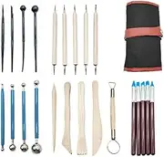 Professional 24-Piece Polymer Clay Tools Kit - Sculpting, Modeling, and Carving Set for Clay Art - Ideal for Beginners and Experts