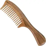 HAPINARY Handmade Wide Tooth Comb Sandalwood Detangler for Women's Hair Portable Natural