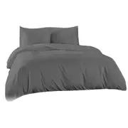 Ultra Soft Egyptian Cotton Doona Duvet Quilt Cover Set Pillowcase - Grey