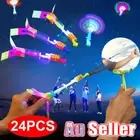 24PCS Led Glow Stick Shooters Helicopter Rocket Flying Toy Flash Light Fun Game