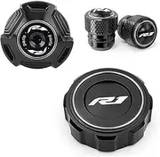 Compatible With /1M YZF R1 R1M YZFR1 Motorcycle Front Brake Fluid Cylinder Reservoir Cover Engine Oil Filler Cap Tire Valve Caps(Titanium Combo(3pcs))