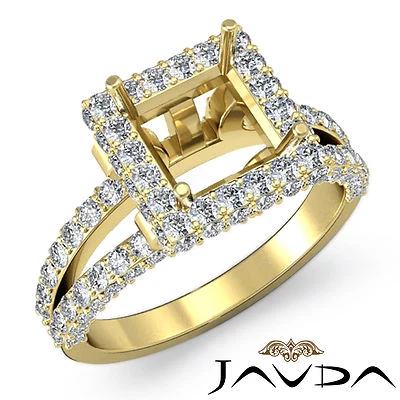 Diamond Engagement Ring Split shank Princess Semi Mount 14k Yellow Gold 1.56Ct