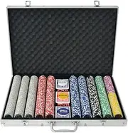 Poker Set with 1000 Laser Chips Aluminium,Poker Chips & Sets 13.84KG-80185