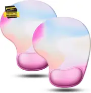 Mouse Pad, 2 Pack Ergonomic Mouse Pads with Comfortable Gel Wrist Rest Support a