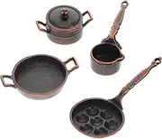 1/12 Scale Dollhouse Kitchenware Set Miniature Metal Pot Pan DIY Dollhouse Accessory Kit Pretend Play Kitchenware for Boys and Girls