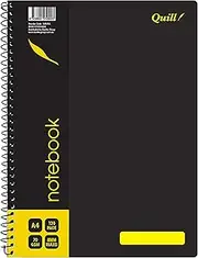 Quill, Q Series, A4 Notebook, 8mm Lined, 120 Pages, 70gsm, Wirebound, Black PP Cover