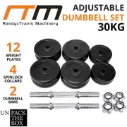 Adjustable Dumbbells Weights Set 30KG Exercise Fitness Equipment Home Gym Lift