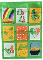 St. Patrick's Day House Flag Happy Shamrocks Irish Rainbow Pot Of Gold 28x40"