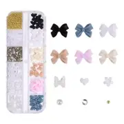 30 Pcs Bow Nail Charms and Multiple Flatback Pearls 1 Box of Bow Charms Kit 01