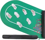 Jigitz Poker Mat Green and White 70 x 35in Non-Slip Poker Table Game Mat - Card Game Rubber Mat with Black Carrying Case