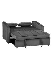 [Sarantino] Hoffman Linen Sofa Bed with Cushions and Cup Holders in Dark Grey