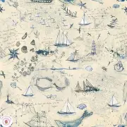 Moda LONGSHORE 24618 11 Cream BOATS Ivory JANET CLARE Quilt Fabric