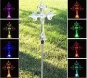 2-Pc Outdoor Garden Solar Cross Garden Stake Color Change LED Lights