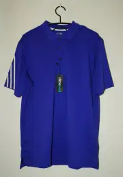 NWT Adidas Climacool Men's Vibrant Purple 3-Stripe Pique SS Golf Polo sz Large