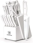 BRAVESTONE 15-Piece Kitchen Knife Set with Self-Sharpening Block, Dishwasher Saf