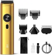 Sejoy Beard Trimmer for Men, Cordless Nose Hair Trimmer For Men, Waterproof Hair Clippers and Trimmers set, Electric Razor All in 1 Grooming Kit, USB Rechargeable & LED Display,F3 Gold