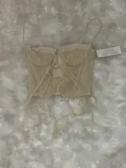 Urban Outfitters Yellow Tie Front Corset Bustier Crop Top Womens Size S Tank