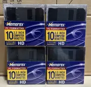 4- Memorex 3.5" HD Computer Floppy Disks Sealed 10x4 Packs Black Diskettes
