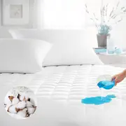 LINENOVA 100% Cotton Waterproof Mattress Protector 40CM Deep Fitted Anti Dust Mite With TPU Layer