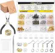 Mardatt 1533Pcs Earring Making Kit Includes 5 Colors Earring Hooks, Jump Rings, Pliers, Earrings Holder Cards, Silicone Earring Backs Stoppers, Earring Posts and Jewelry Pliers for Jewelry Making Repairing