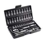 46PCS 1/4'' Drive Socket Set, Metric Ratchet Wrench Set with 4-14mm CR-V Sockets