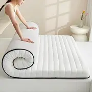 Japanese Futon Mattresses, Foldable Roll up Mat Sleeping Pad for Living Room Bedroom Dorm Camping Mattress.(White,90 * 200cm)