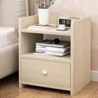 Varossa Classic Bedside Table with 2 x Shelf 1 x Drawer (White/Beige)