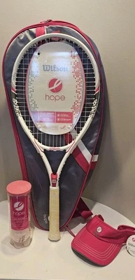 Wilson HOPE Tennis Racket 113in 4-1/4" With Case Tennis Balls And Hat NEW