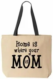 Home Is Where Your Mom Is Reusable Grocery Shopping School Office Natural Cotton