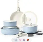 SODAY 15Pcs Pots and Pans Set Non Stick, Cookware Sets with Detachable Handle, Nonstick RV Kitchen Cooking Tools Removable Handles, Oven Safe, Induction Fast, Stackable Induction Cookware, Blue