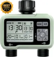 Digital Water Timer Sprinkler Programmable IPX5 Waterproof 2 Outlets LCD Display