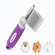 Dematting Undercoat Rake Comb for Dogs & Cats with Long 2.5-In Stainless Stee...