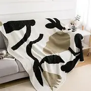 CVBFDB Half Fleece Knitted Blanket Sofa Nap Blanket Four Season Blanket Cover Blanket Decorative Blanket