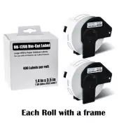 2Rolls 1-1/2"x3-1/2" Large White Paper Address Labels For Brother QL-800 DK-1208