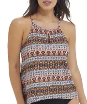 Miraclesuit L79458 Womens Multicolor Nefertiti Peephole Tankini Swim Top Size 12