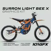 Surron Light Bee X Graphics Kit FOX STRIPES ORANGE Blue Decals Stickers