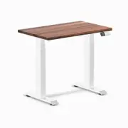 Desky Dual Mini Walnut Hardwood Sit to Stand Desk 800x500mm White Frame