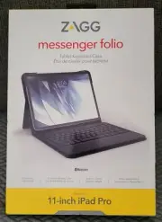 ZAGG Messenger Folio Tablet Keyboard Case for 11" iPad Pro W/Built-in Stand *New