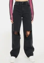 [Hidden Denim] Black Distressed Dad Jeans